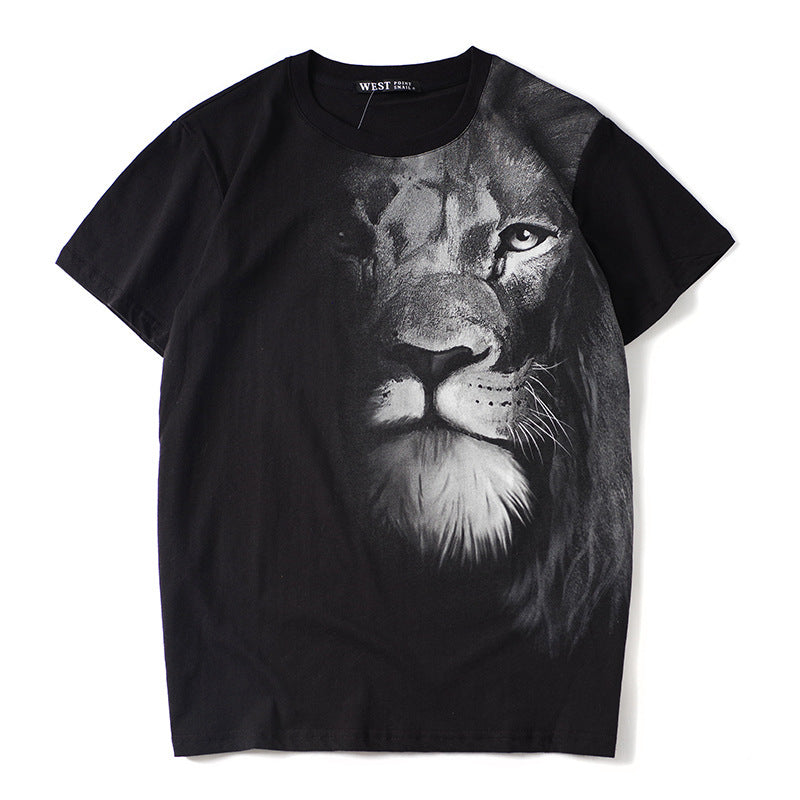 2026 Summer Fashionable 3D Lion Print Men's T-shirt Loose T-shirt