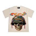 2026 American Style New Skull Warrior Print Loose Washed T-shirt