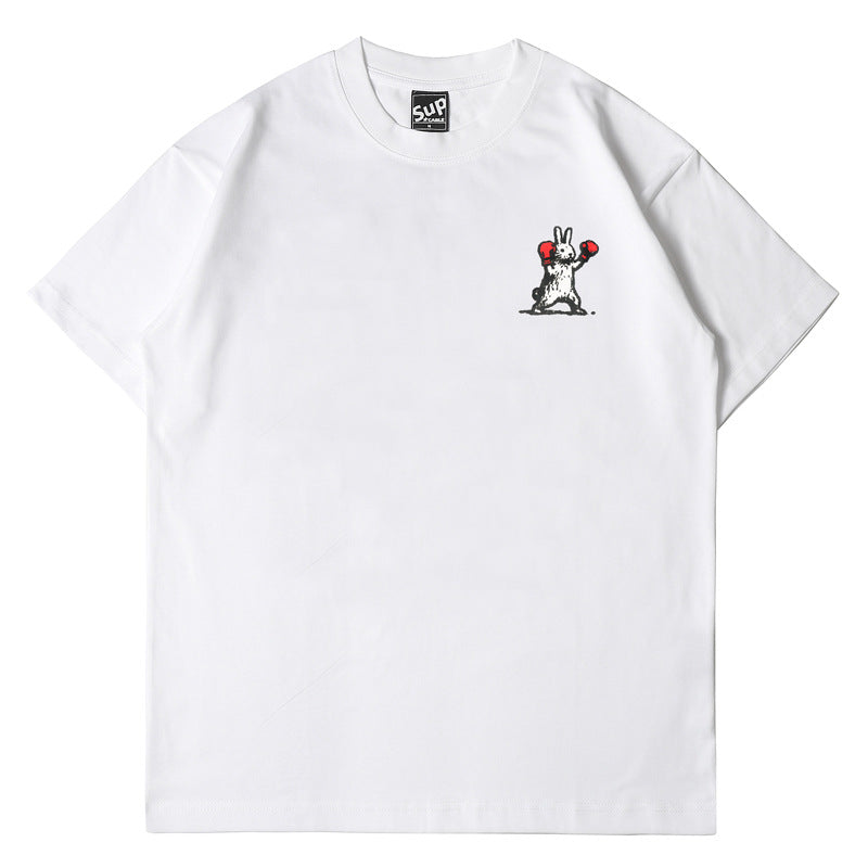 2026 American high street style new short-sleeved cute boxing T-shirt