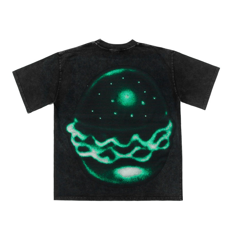 2026 American Style New Short-Sleeve Washed Distressed T-shirt