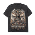 2026 American high street style washed distressed retro eagle T-shirt