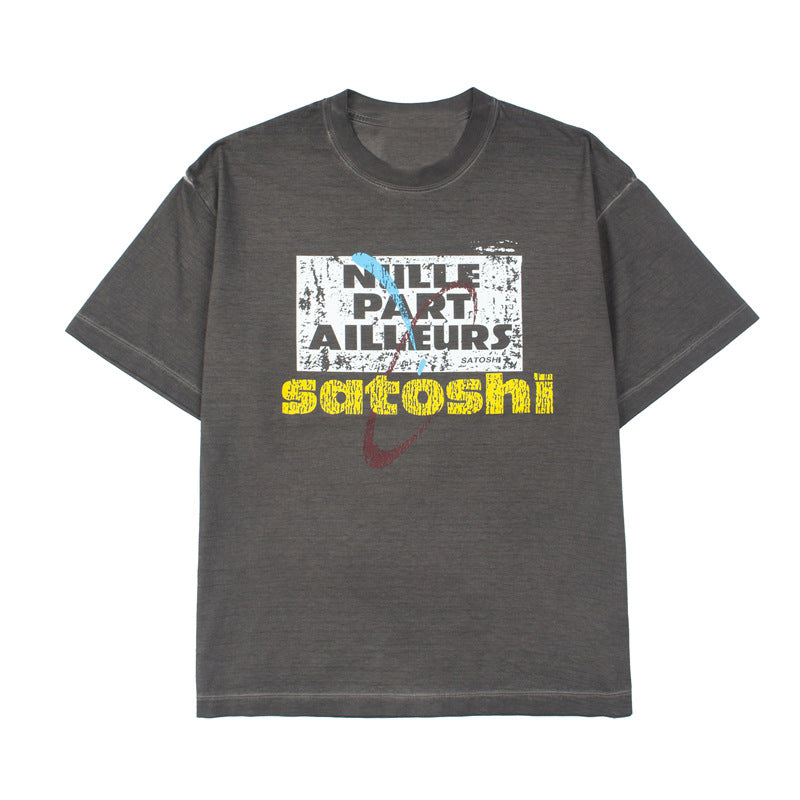 2026 American high street style new short-sleeved letter print T-shirt