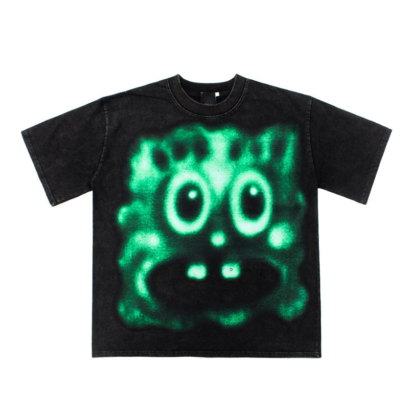 2026 American Style New Short-Sleeve Washed Distressed T-shirt