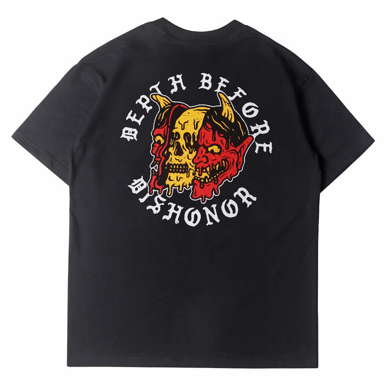 2026  American Motorcycle Personalized Colorful Skull Print T-shirt