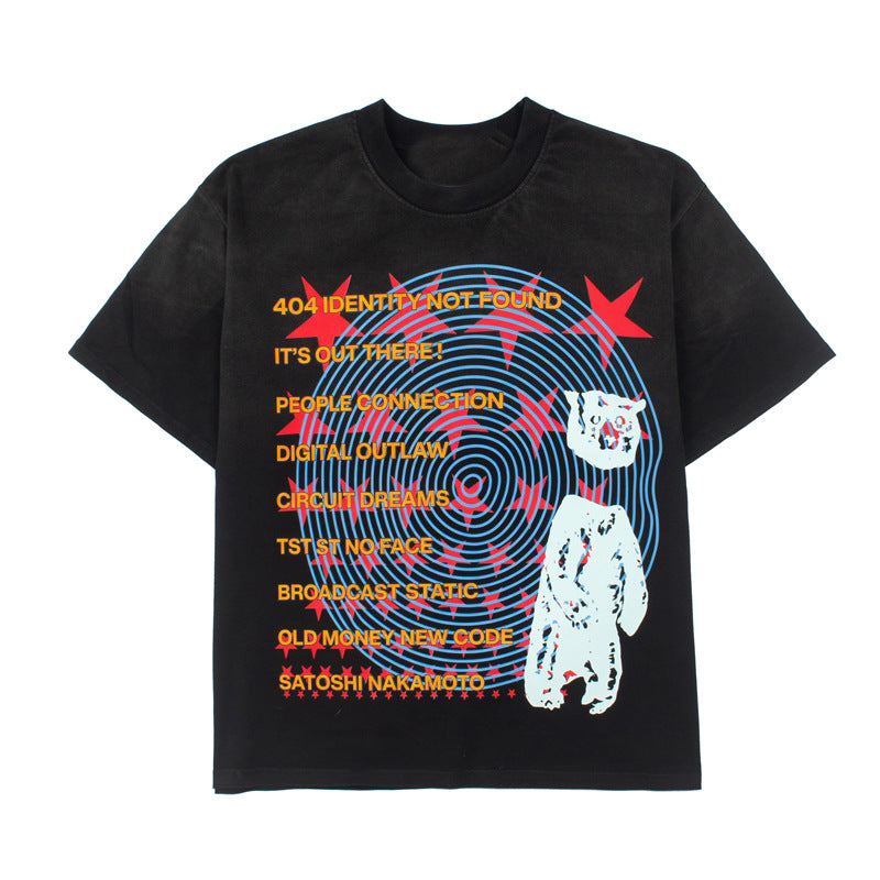 2026 American Street Style Headless Bear Print Washed T-Shirt
