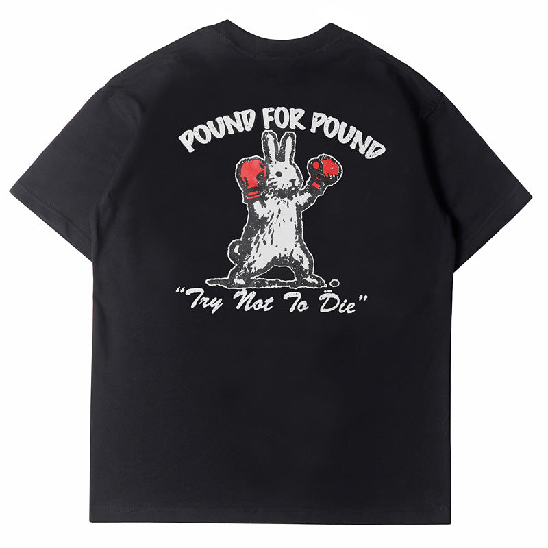 2026 American high street style new short-sleeved cute boxing T-shirt