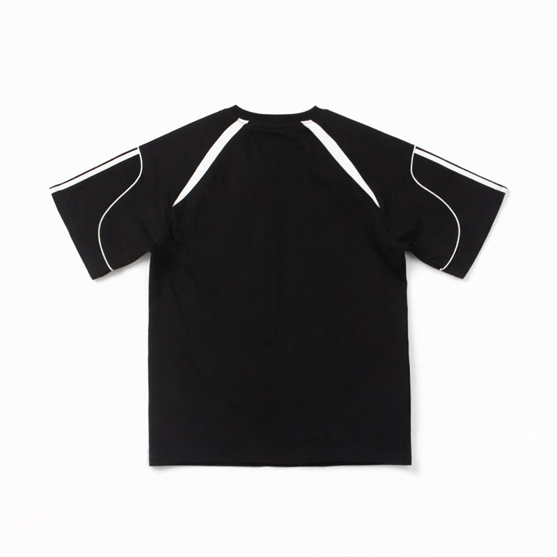 2026 American High Street Short-sleeved Patchwork Triple T-shirt