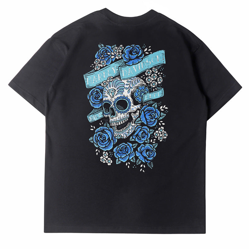 2026 New American High Street Style Cross-Border Short-Sleeve Skull T-shirt