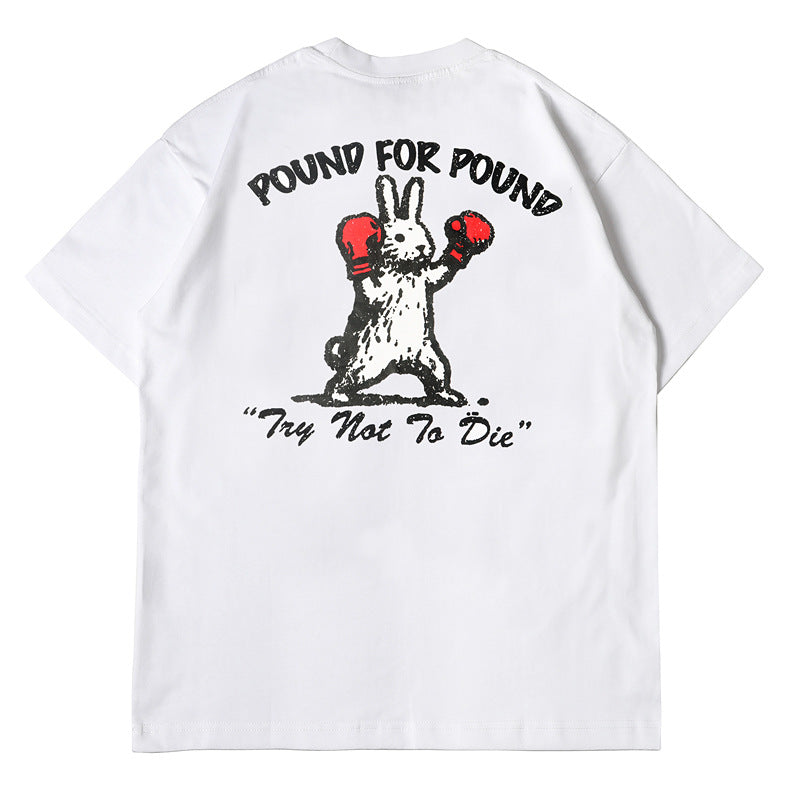 2026 American high street style new short-sleeved cute boxing T-shirt