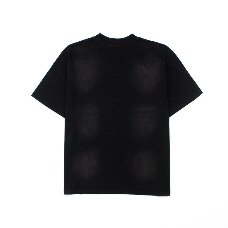 2026 American High Street Rock Rap Distressed Retro Short T-shirt
