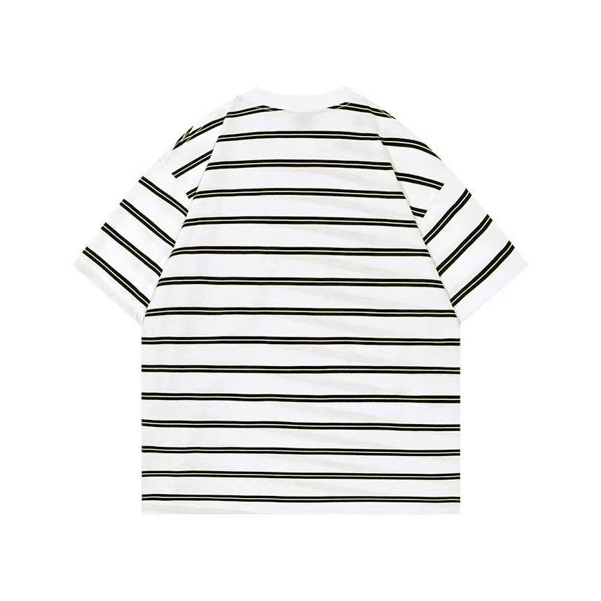2026 American High Street Hell Retro Ins Simple Striped T-shirt