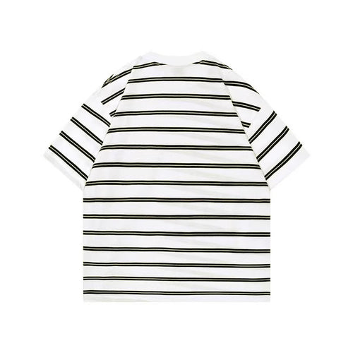 2026 American High Street Hell Retro Ins Simple Striped T-shirt