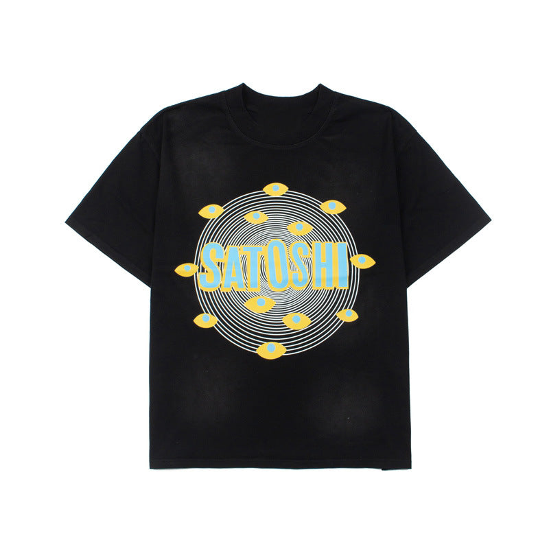 2026 American High Street Hip Hop Street Washed Retro T-shirt