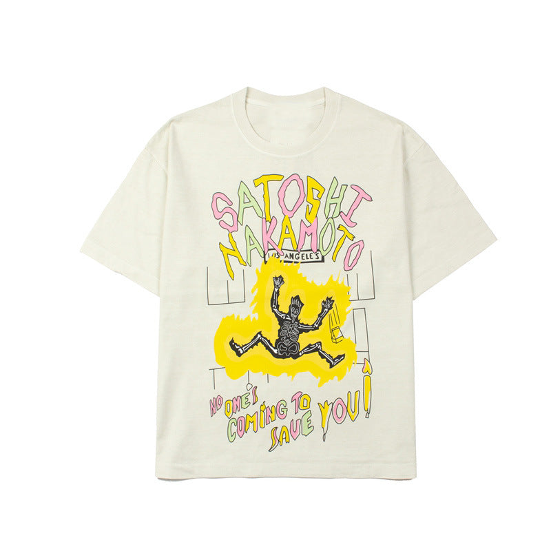 2026 American High Street New Washed Distressed White T-shirt