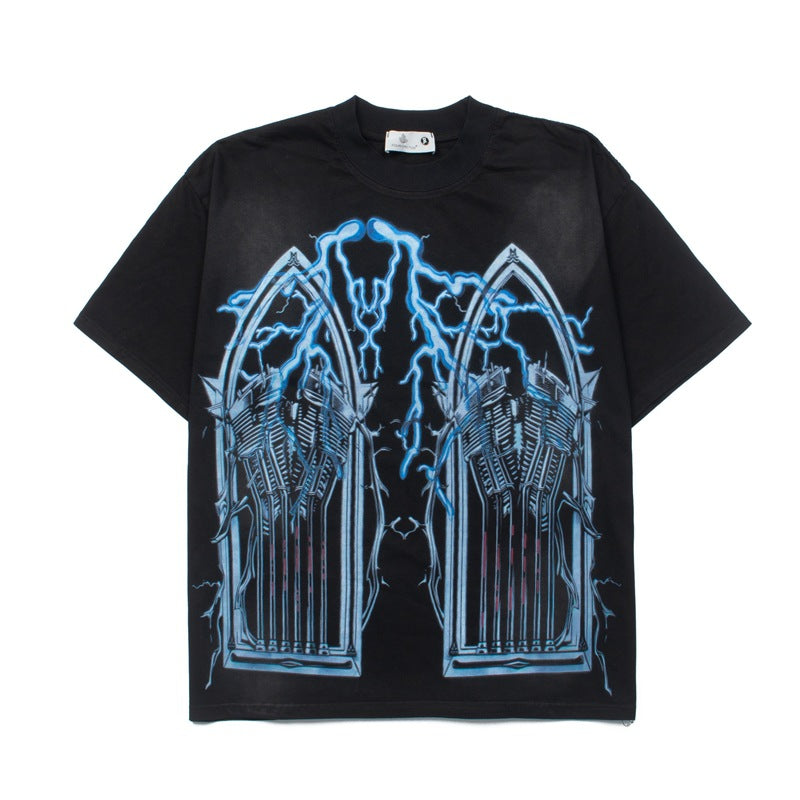 2026 American High Street Window Microphone Lightning T-shirt