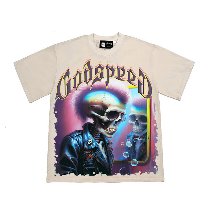 2026 American Skull Short-sleeved T-shirt, Niche Design T-shirt