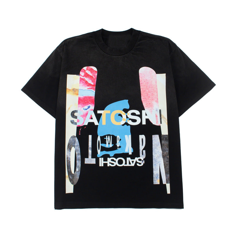 2026 American Style Colorful Printed Short-Sleeve Retro T-shirt