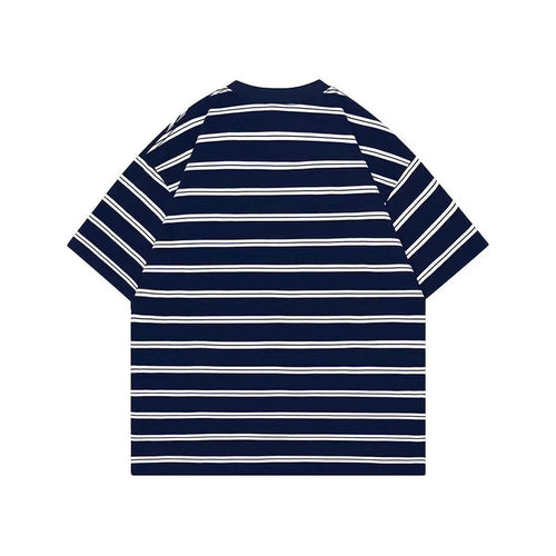 2026 American High Street Hell Retro Ins Simple Striped T-shirt