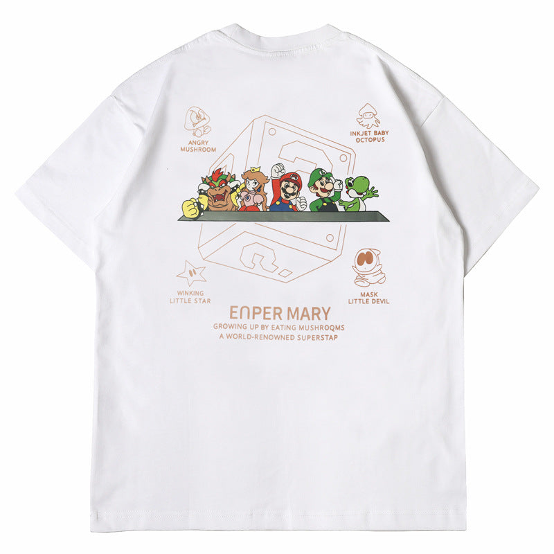 2026 American high street style new short-sleeved cartoon T-shirt