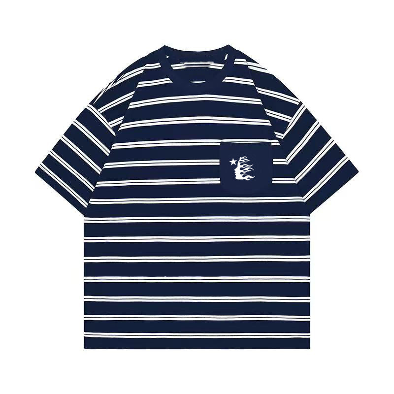 2026 American High Street Hell Retro Ins Simple Striped T-shirt